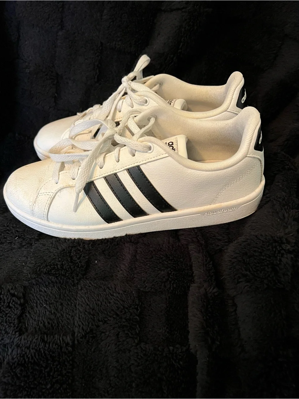 adidas White Sneakers with Black Stripes - Low Top Casual Shoes
